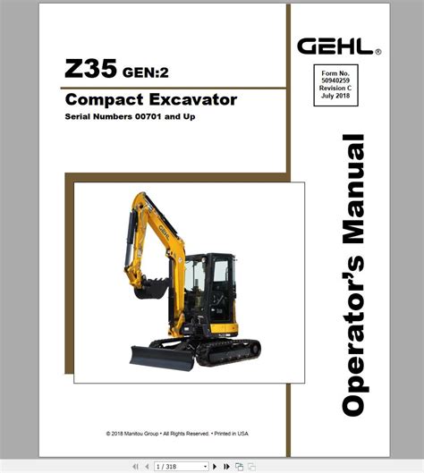 Gehl Z35 Gen2 S.N 00701 and Up Operator's Manual 